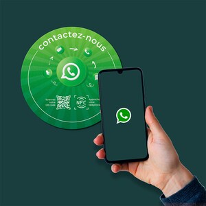 Sticker WhatsApp Connecté Avec Puce NFC Pour Mur, Comptoir, PLV Et Vitrine