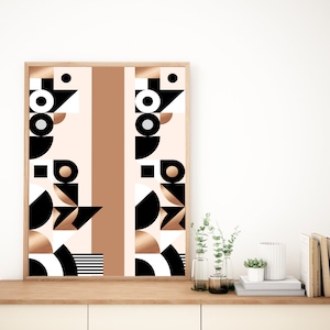 Poster astratto con forme multiple, Poster stampato personalizzato, Poster con cornice in legno