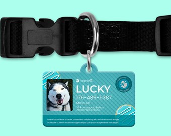 Médaille Rectangulaire Donut Pour Chien Et Chat, Médaille totalement personnalisée, Médaille d'identification, Impression recto & verso