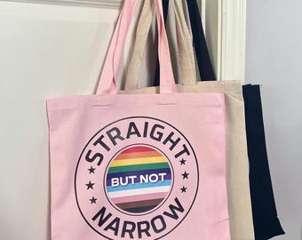 LGBTQ+ Ally Cotton Canvas Tote Bag: Rainbow Progress Design