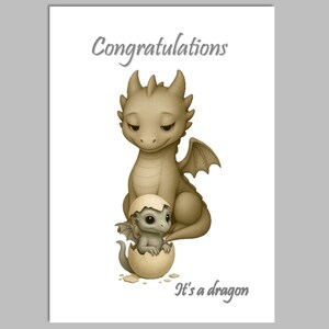 Nieuwe babykaart - Gefeliciteerd It's A Dragon, gepersonaliseerde kaart, wenskaart, schattige gotische babykaart, schattige draak Nieuwe babykaart, pasgeboren