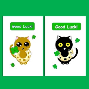 Tarjeta de gato de buena suerte, tarjeta linda, tarjeta para amantes de los gatos, tarjeta de exámenes, tarjeta de nuevo trabajo, tarjeta divertida, tarjeta de felicitación, tarjeta de examen de manejo, tarjeta de buena suerte