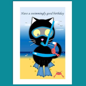 Passez un bon anniversaire carte de chat, carte d'anniversaire, carte de chat drôle, carte d'anniversaire de chat mignon, carte de voeux, carte d'anniversaire d'amoureux des chats