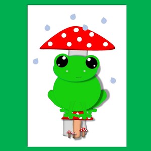 Carte d'anniversaire Grenouille sur un champignon vénéneux - Peut être personnalisée, carte animal, jolie carte d'anniversaire, carte de voeux, carte pour toutes les occasions, carte pour enfants