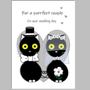 Carte de mariage chat, jolie carte de mariage, carte de chat, carte de jeunes mariés, carte de mariage de chat, carte de voeux, carte d'amoureux des chats