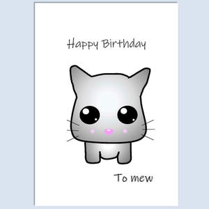 Joyeux anniversaire à Mew - jolie carte d'anniversaire de chat, carte d'anniversaire kawaii, carte d'anniversaire de chat, carte de chat kawaii, carte de voeux, carte d'amoureux des chats