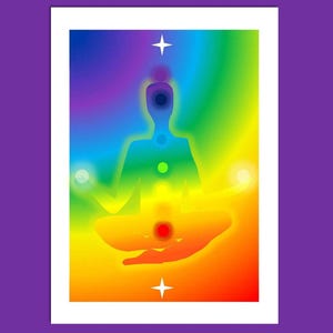 Tarjeta de meditación de chakras, tarjeta en blanco, tarjeta de la Nueva Era, tarjeta de felicitación, tarjeta espiritual, tarjeta para cualquier ocasión, tarjeta de cumpleaños, tarjeta de chakras, tarjeta de la paz