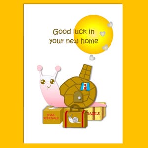 Cute Snail New Home Card, Housewarming Card, Good Luck In Your New Home Card, Greetings Card, Cute Animal Card, New House Card, Cartoon Card