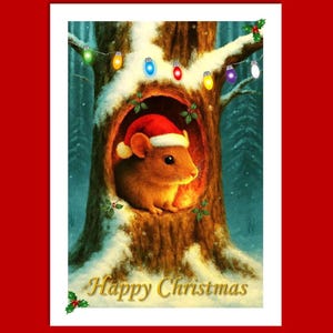 Christmas Mouse Card, Woodland Mouse Christmas Card, Greetings Card, Cute Christmas Card, Xmas Card, Animal Christmas Card