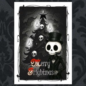 Merry Frightmas Skeleton Christmas Card: Gothic Horror Xmas Greetings