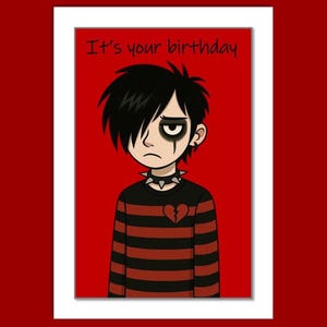 Emo Boy Birthday Card: Quirky Goth Greetings Card