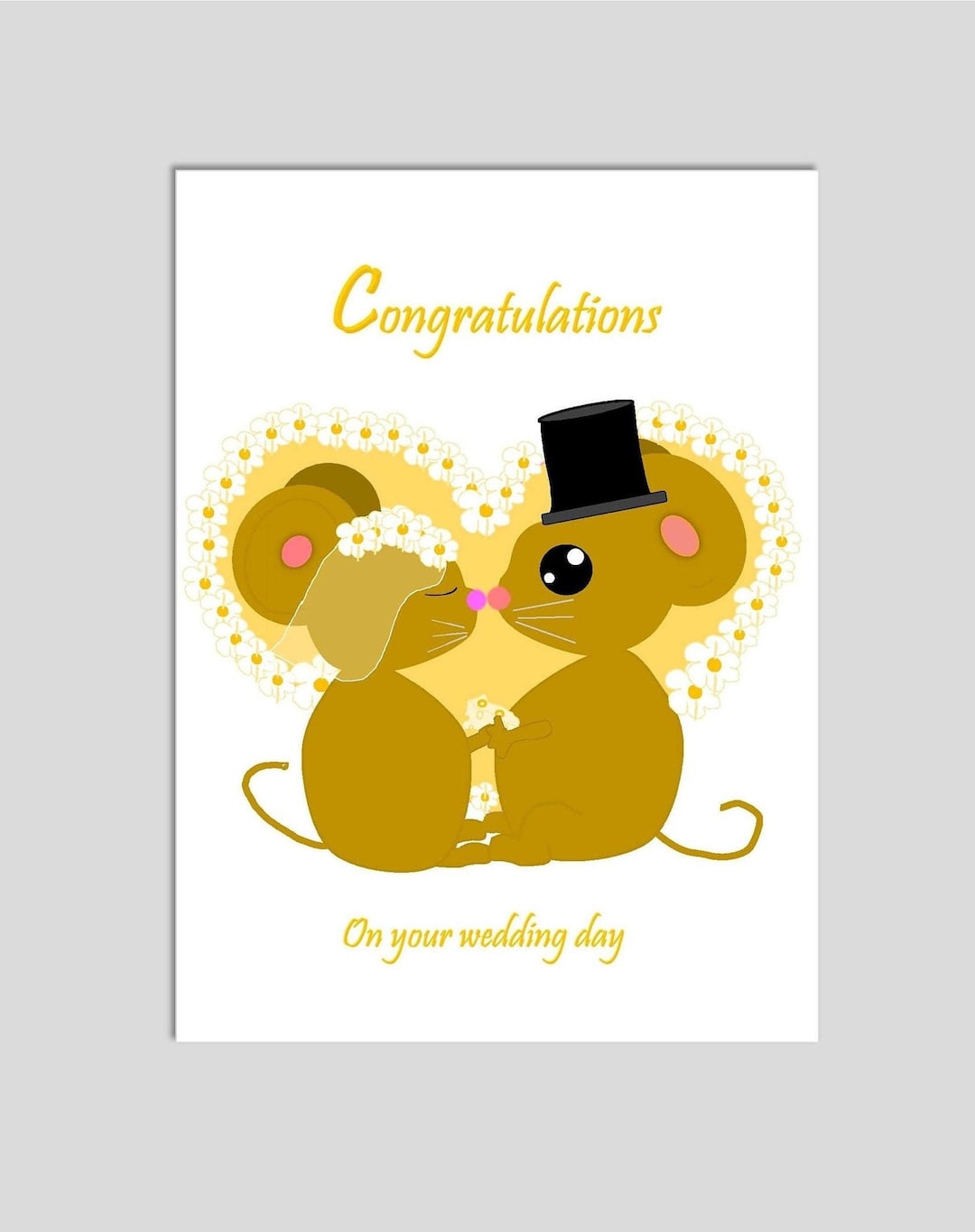 Mice Wedding Card Cute Wedding Card Cartoon Wedding Card Bride & Groom ...