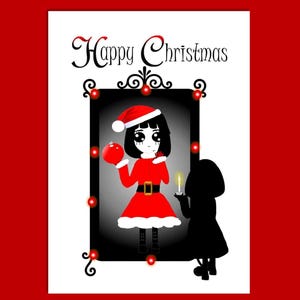 Goth Girl Christmas Spirit Card, Cute Gothic Christmas Card, Xmas Card, Christmas Card, Greetings Card, Gothmas, Girls Xmas Card, Gothmas