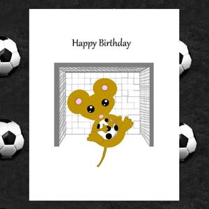 Tarjeta de cumpleaños de ratón de fútbol, tarjeta de cumpleaños de animal, tarjeta de fútbol divertida, tarjeta de ratón, tarjeta para niños, regalo, tarjeta divertida, tarjeta de felicitación, tarjeta para papá
