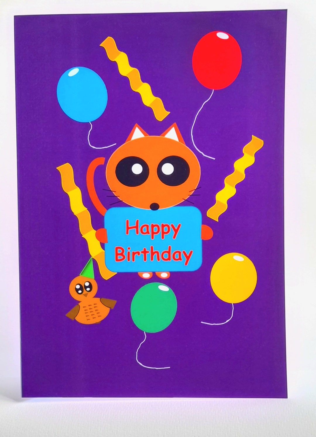 Ginger Cat Happy Birthday Card Kids Birthday Card Cute Etsy