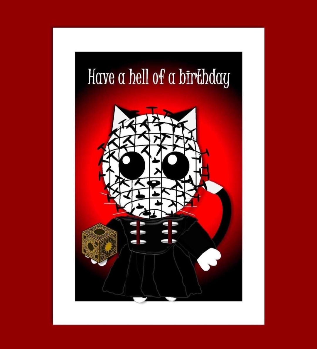 Pinhead Hellraiser Horror Cat Birthday Card, Funny Cat Lovers Greetings ...