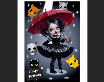 Carte d'anniversaire il pleut des chats, carte de chat mignon, carte de voeux, carte d'amoureux des chats, carte d'anniversaire drôle, carte de chat drôle, carte d'anniversaire, carte de chat