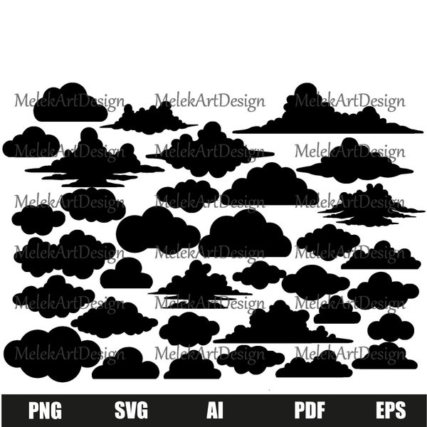 Clouds Svg, Cloud Vectors, 35 Clouds Svg bundle, Cloud Bundle Cricut SVG Files, Cloud PNG, Clouds for Cricut, Cloud Clip art, Clouds PNG