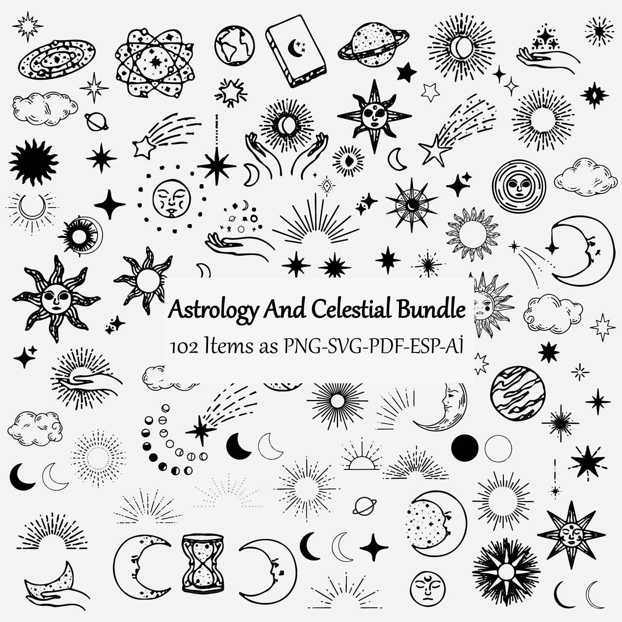 Celestial SVG Celestial Illustrations SVG Celestial Clipart - Etsy