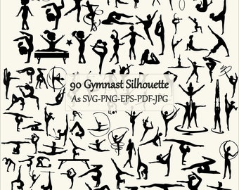 Gymnaste SVG, gymnastique Silhouette Cricut, gymnastique Png, fichiers de coupe de gymnaste, camée, gymnaste Png, fichiers de coupe Dxf, Svg, Eps, Dxf, Png