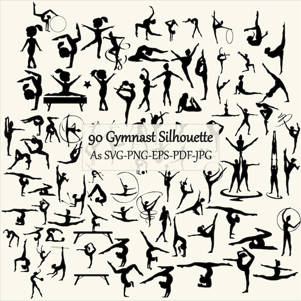 Gymnast SVG, Gymnastics Silhouette Cricut, Gymnastics Png, Gymnast Cutting Files, Cameo, Gymnast Png, Dxf Cut Files, Svg, Eps, Dxf, Png