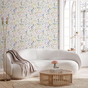 Wildflower Meadow Botanical Wallpaper - Floral Garden Flowers Boho ...