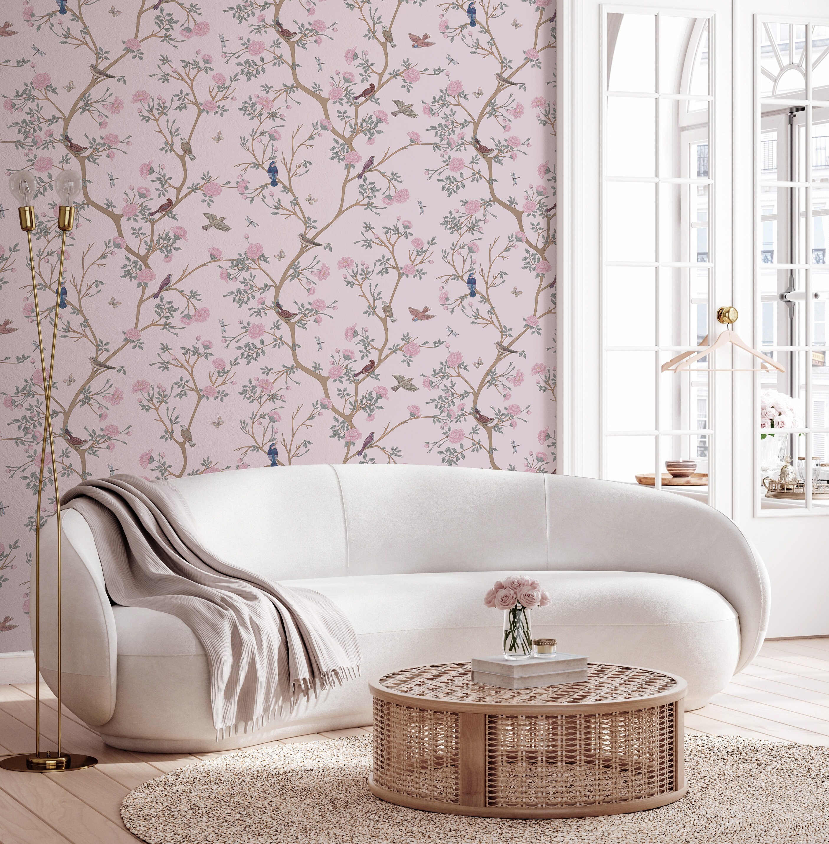 Pink Blossom Trees Wallpaper - Chinoiserie Floral Cherry Wall Mural ...