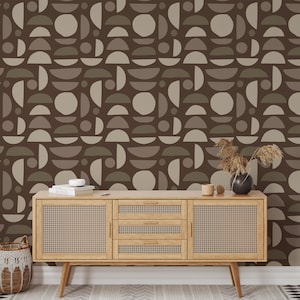 Brown and Beige Boho Stones Self Adhesive Wallpaper - Abstract Shapes Peel and Stick Mural Decor - Removable Scandinavian Wall Decal W026
