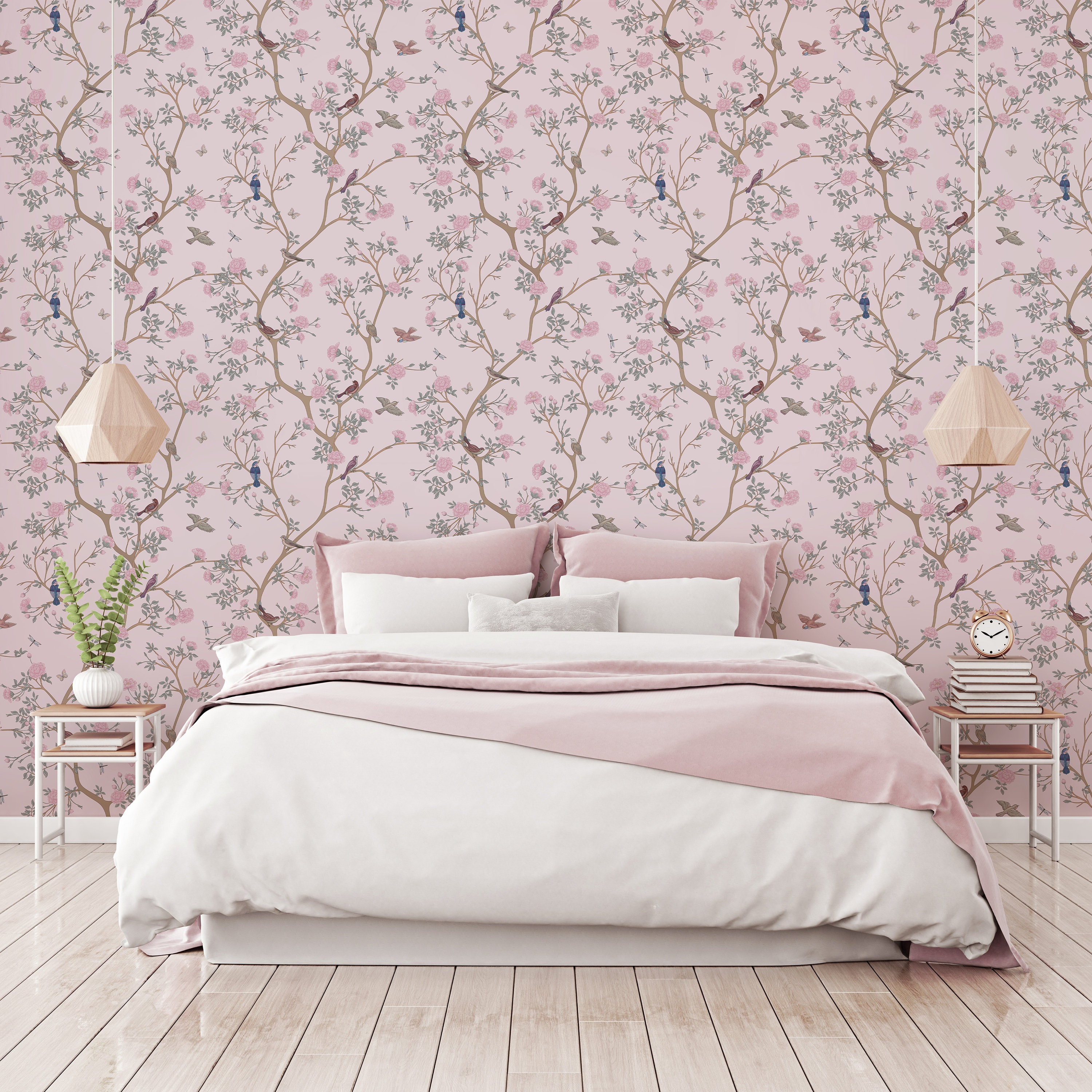 Pink Blossom Trees Wallpaper - Chinoiserie Floral Cherry Wall Mural ...