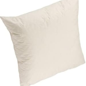 May include: A plain white pillow with a smooth, slightly textured surface.
