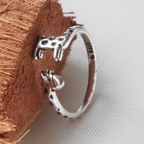 Bague girafe, bague réglable, cadeau d'anniversaire, bague pour amoureux des animaux, jolie bague en argent pour femme, bague bohème, cadeau unique pour enfant, bague tendance