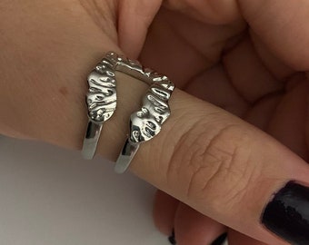 Geometrischer Silberring, verstellbarer Daumenring, zierlicher Boho-Ring mit U-Linien, Geburtstagsgeschenk für Frauen, Geschenk für Mama, Mädchen, Weihnachtsgeschenk