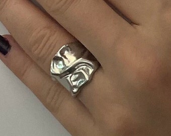 Bague en argent martelé, bague délicate pour femme, bague ouverte, bague bohème, bague de pouce, cadeau pour maman, cadeau pour fille, cadeau pour amoureux, cadeau fête des mères