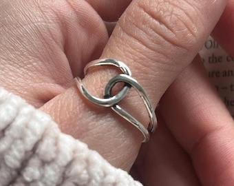 Grosse bague en argent, bague de pouce, bague de noeud réglable, bague ouverte, cadeau de fête des mères, bague géométrique, bague Boho, bague de déclaration, cadeau pour femme