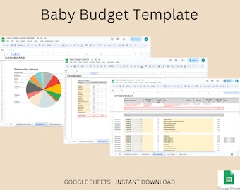 Baby Budget Spreadsheet – Expense Tracker, Google Sheets (Digital Download)