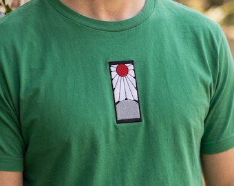 旭日旗刺繍入り花札Tシャツ｜鬼滅の刃 炭治郎 アニメファンアートグッズ
