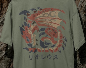 Rathalos Kanji T-Shirt | Monster Hunter Gaming Fan Art Iceborne Sunbreak Capcom Wyvern Gamer Apparel
