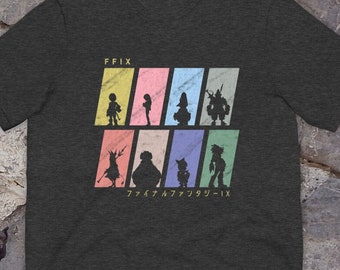 FFIX Silhouettes T-Shirt | Fantasy Gaming Character Merchandise Gamer Geek Gift Final JRPG Retro Game Merch