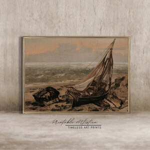 Antique Sailboat Print | Vintage Marine Painting | Boys Room Wall Decor | PRINTABLE #2