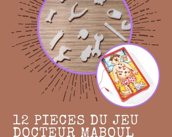 12 pièces du jeu Docteur Maboul, opération, chirurgico