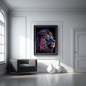 Neon Lion Digital Art Download