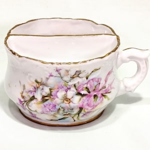 Antique Victorian Shaving Mug Mustache Cup Porcelain China Floral