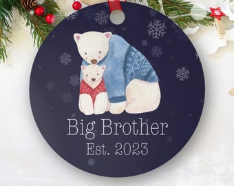 Big Brother Christmas Ornament, 2023 New Sibling Ornament, Big Brother Gift for Boys, Big Brother and Little Polar Bear Ornament
