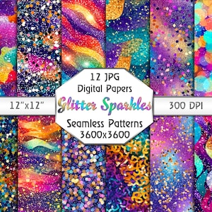 Sparkling Glitter, 12 JPG Seamless Patterns, Luxury Digital Download, Commercial Use