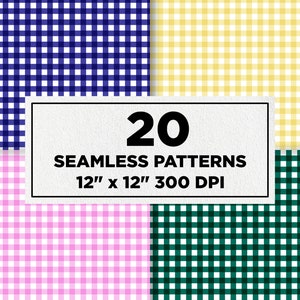 20 Gingham Digital Papers | Perfect for Scrapbooking, Printing & Digital | Digital Backgrounds Bundle | Check Pattern