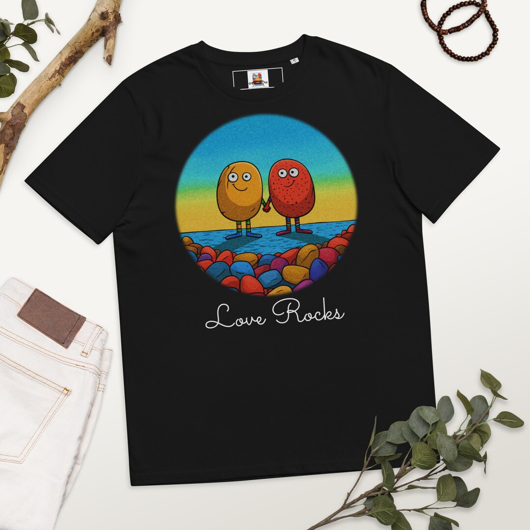 Love Rocks T-shirt - Pebble Beach Design - Couples Gift - Unisex Cotton ...