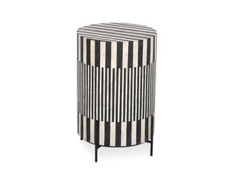 Bone Inlay Wooden Modern Pattern End table / Sidetable Furniture Handmade