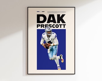 Impresión de Dak Prescott, cartel de Dak Prescott, Dallas Cowboys, arte de la pared de fútbol, Dak Prescott imprimible, campeones del Super Bowl, DESCARGA INSTANTÁNEA