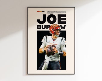Impressão de Joe Burrow, pôster de Joe Burrow, impressão de Joe Burrow, impressão do Super Bowl, Cincinnati Bengals, arte de parede de futebol. DOWNLOAD INSTANTÂNEO.