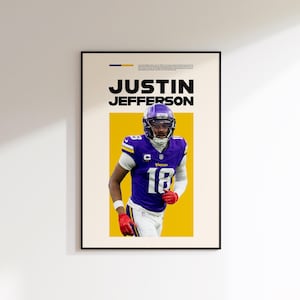 Justin Jefferson Print, Justin Jefferson Poster, Football Wall Art, Justin Jefferson Printable, Super Bowl Print, Vikings NFL